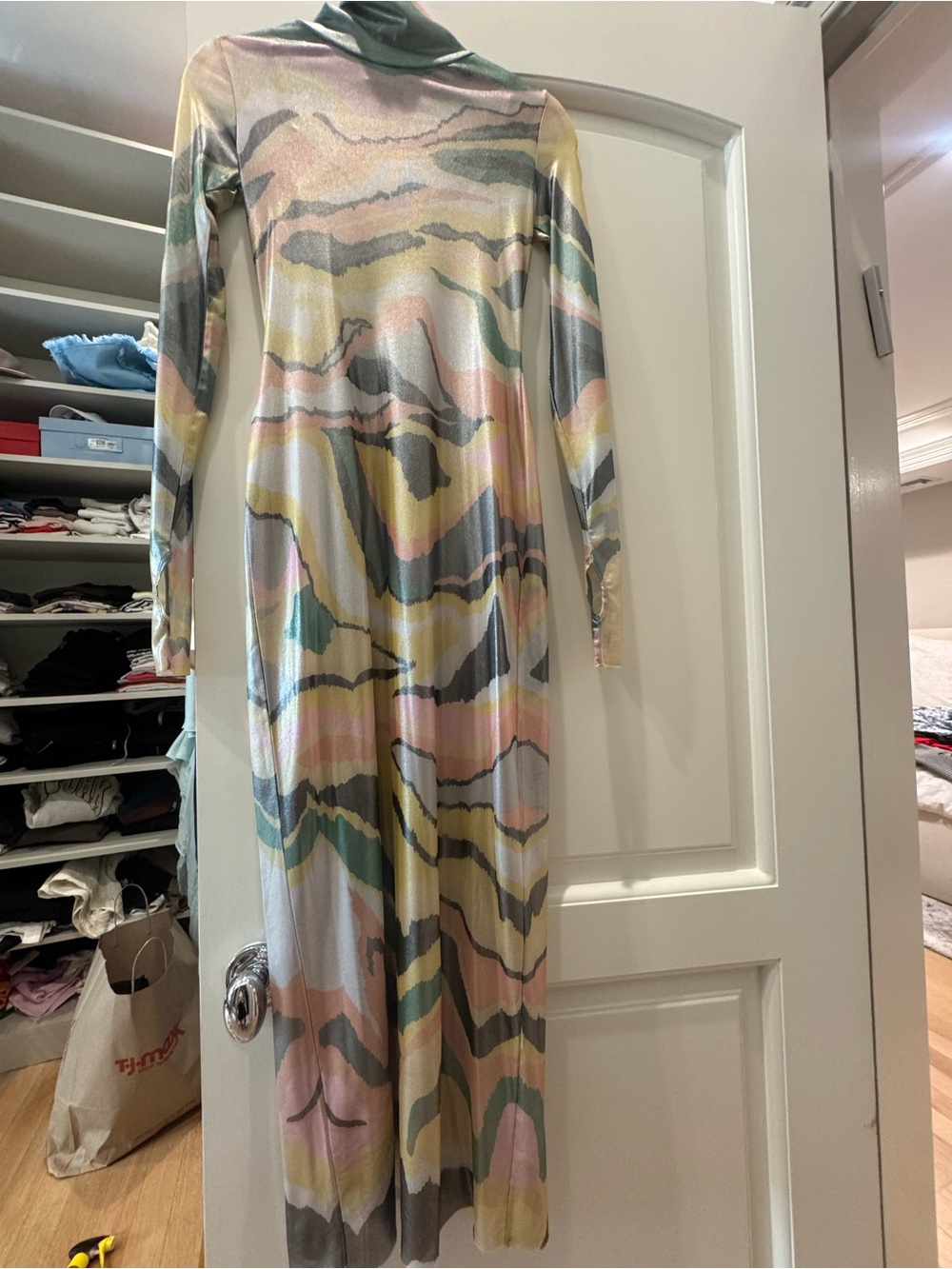 AFRM Multicolor Pastel Wave Long Sleeve Maxi Dress size XS. Brad new condition